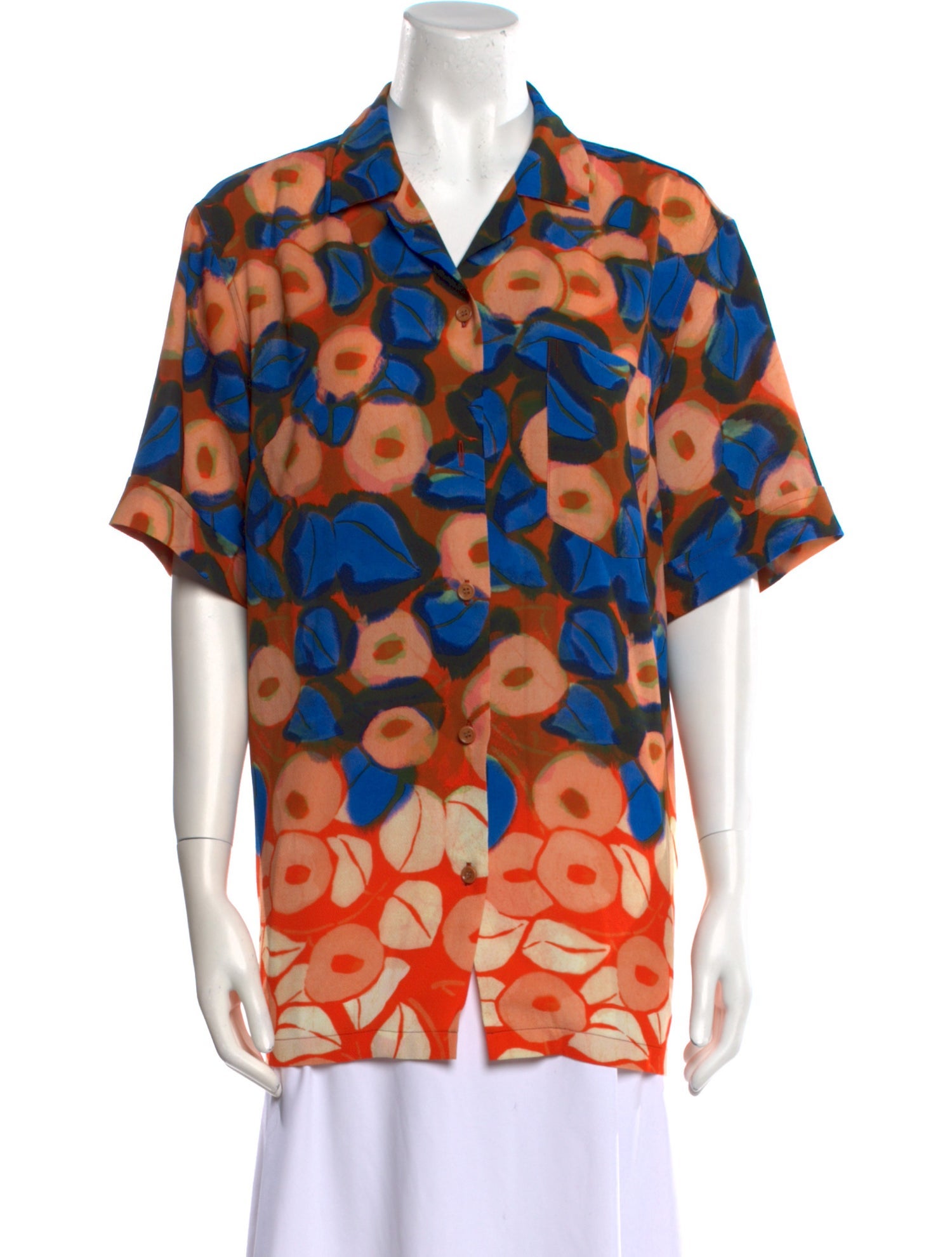 Dries Van Noten Printed Short Sleeve Button-Up Top