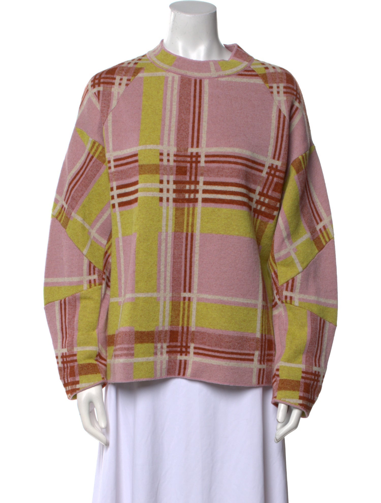 Dries Van Noten Merino Wool Plaid Print Sweater