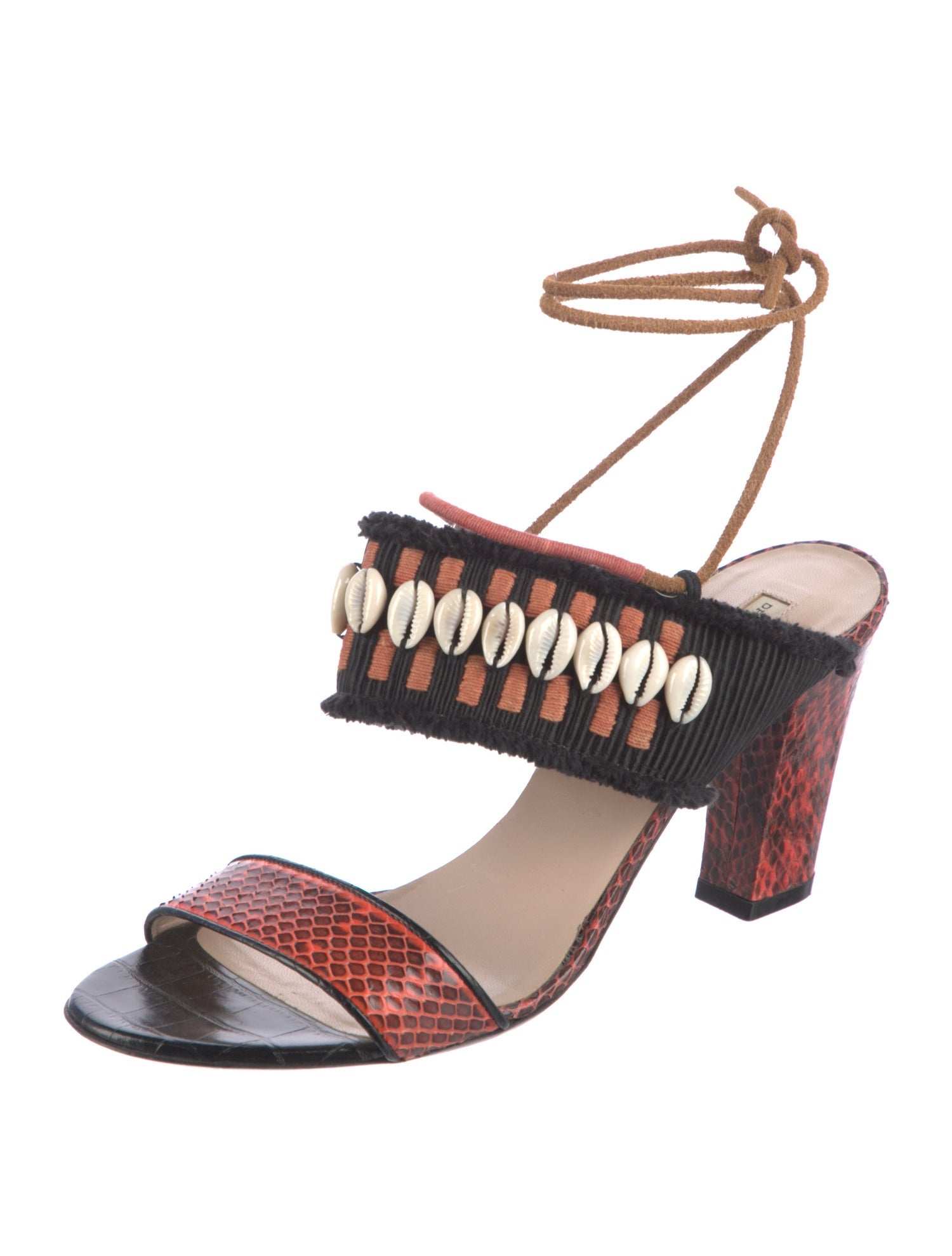 Dries Van Noten Patent Leather Animal Print Slingback Sandals