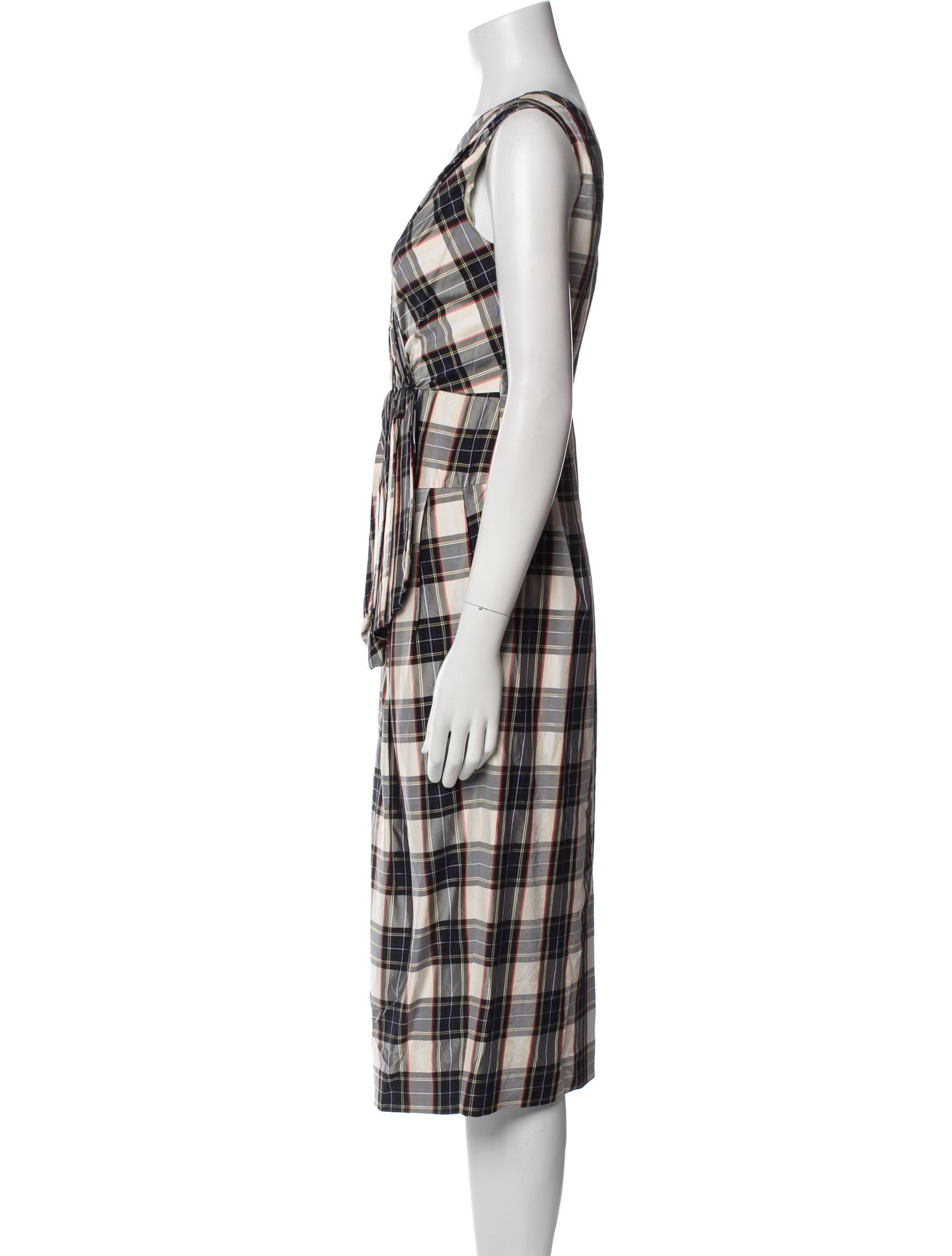 Dries Van Noten Plaid Print Midi Length Dress