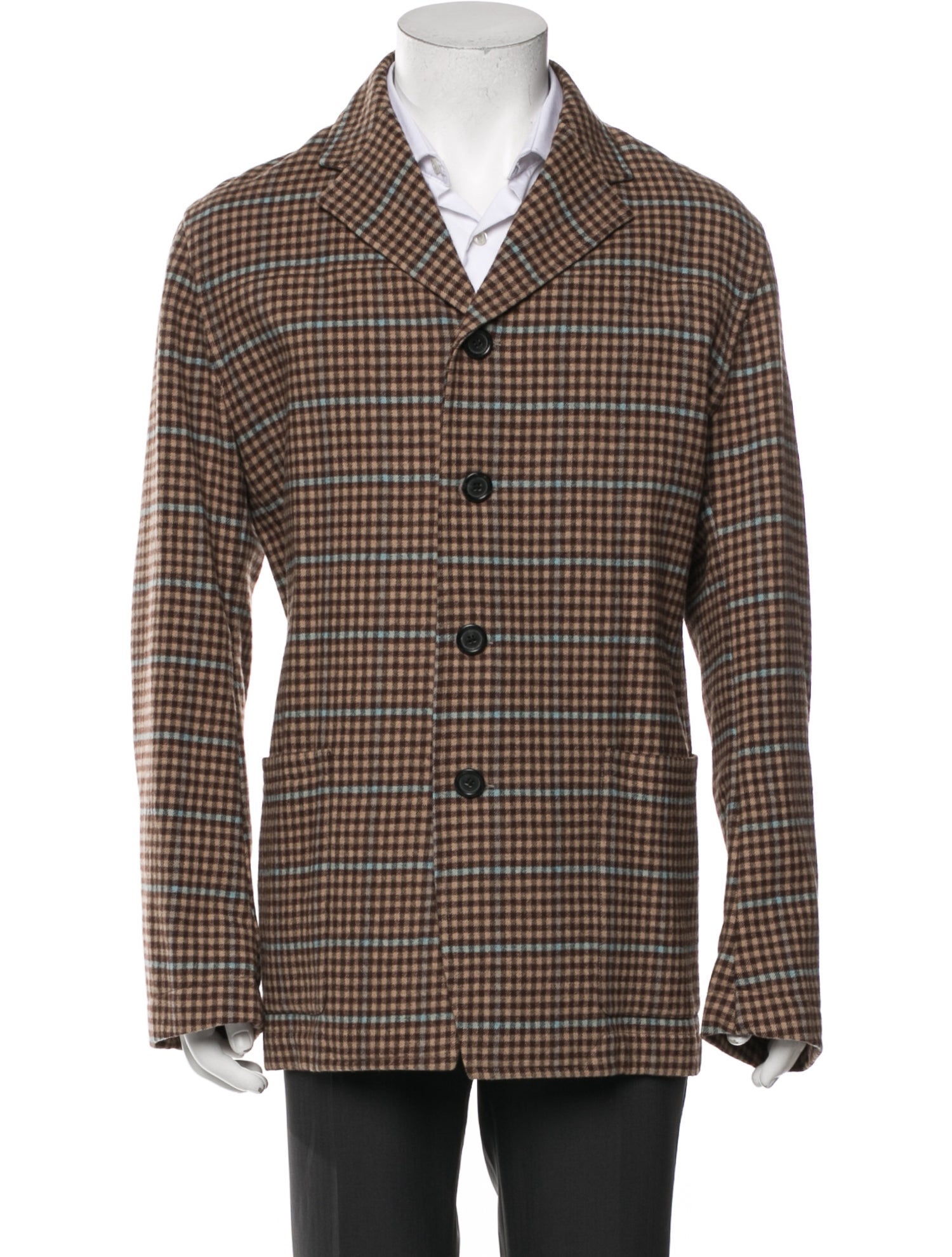 Dries Van Noten Wool Plaid Print Blazer