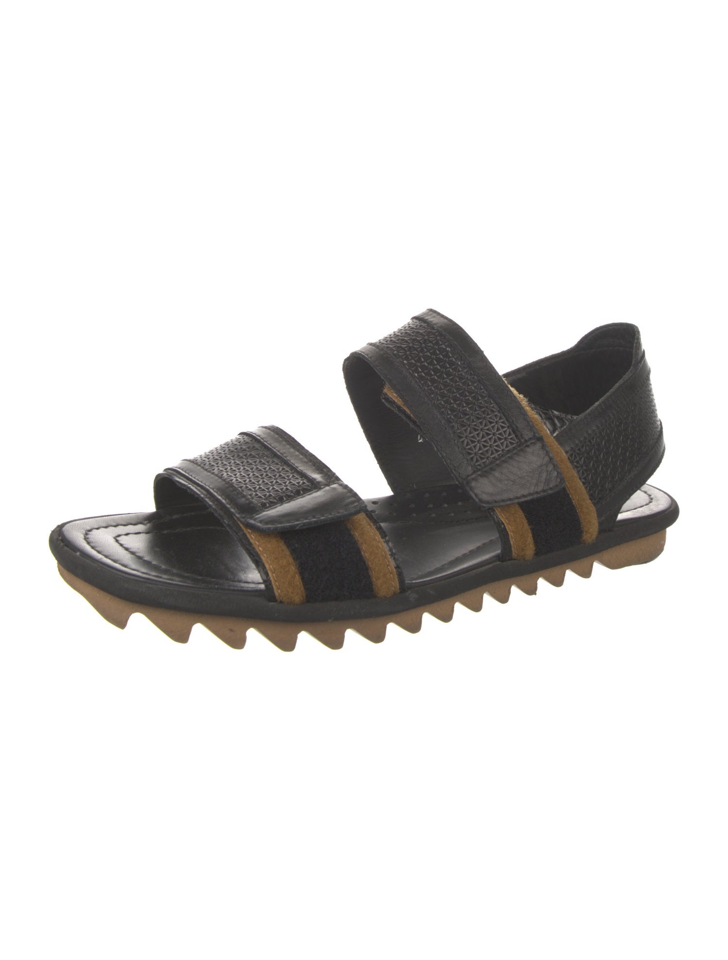 Dries Van Noten Leather Colorblock Pattern Sandals