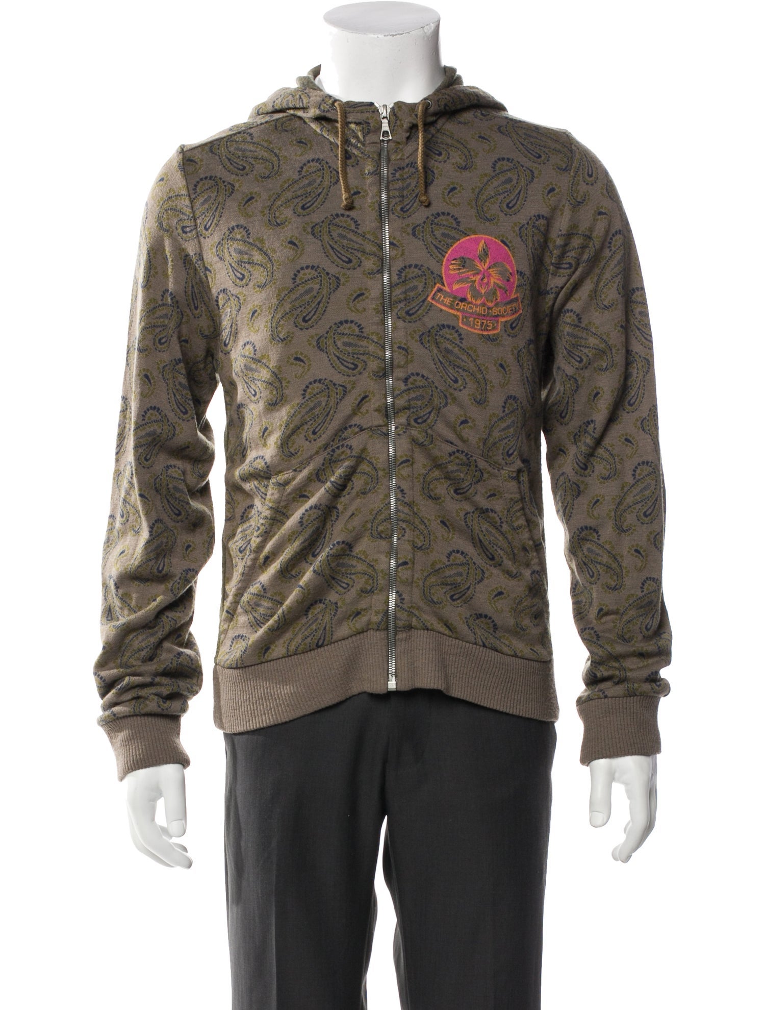 Dries Van Noten Paisley Print Mock Neck Hoodie