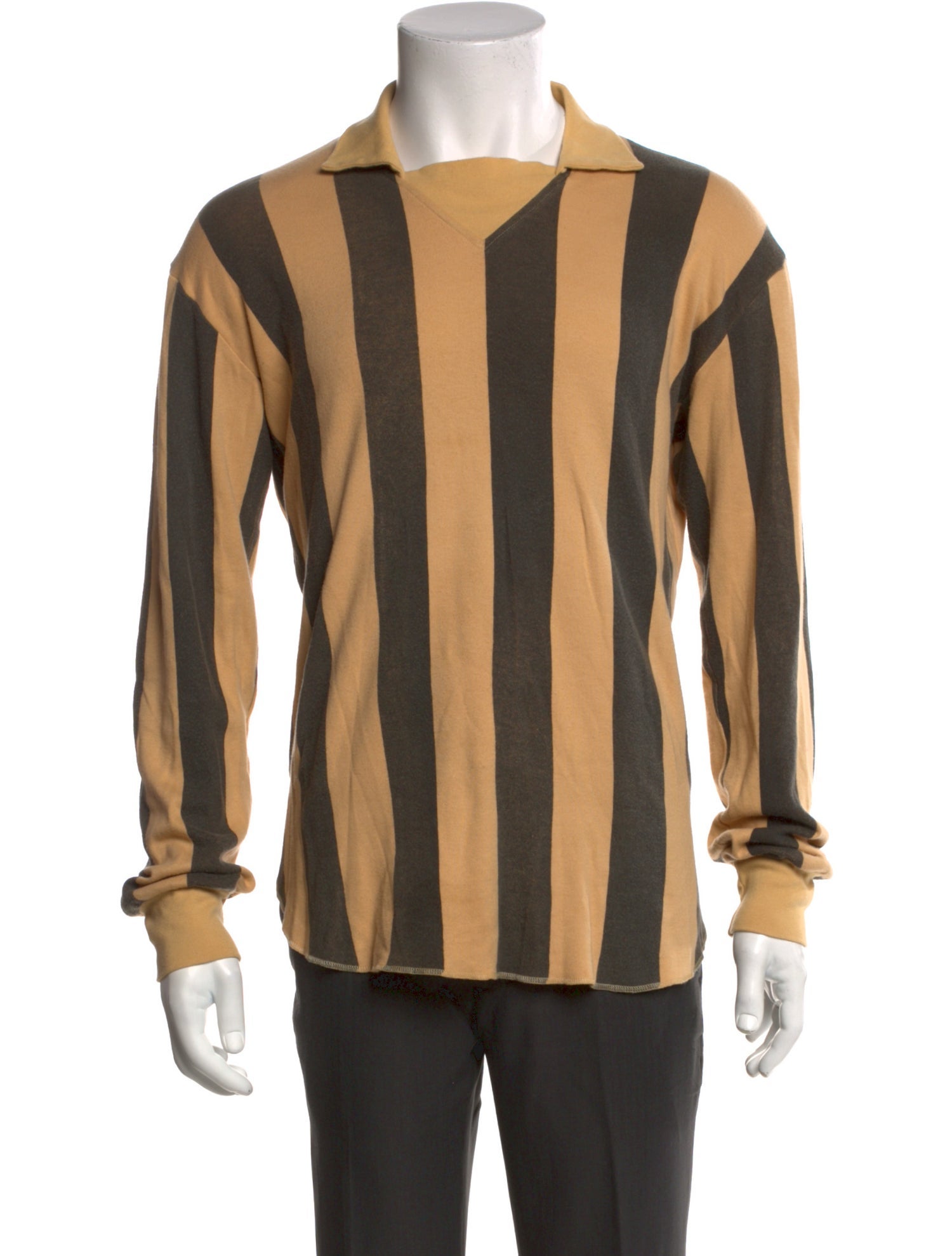 Dries Van Noten Striped Collar Polo Shirt