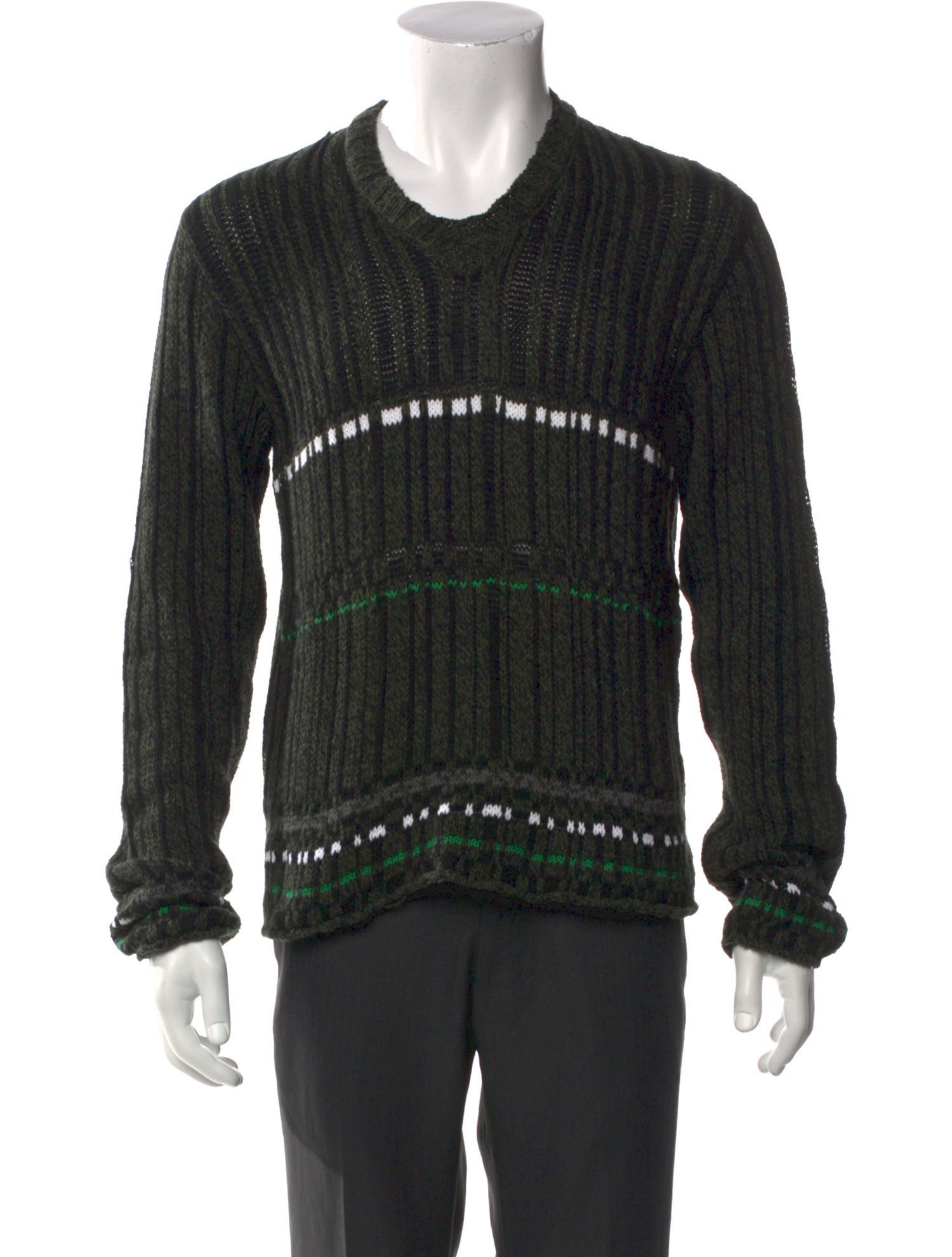 Dries Van Noten Striped Crew Neck Pullover