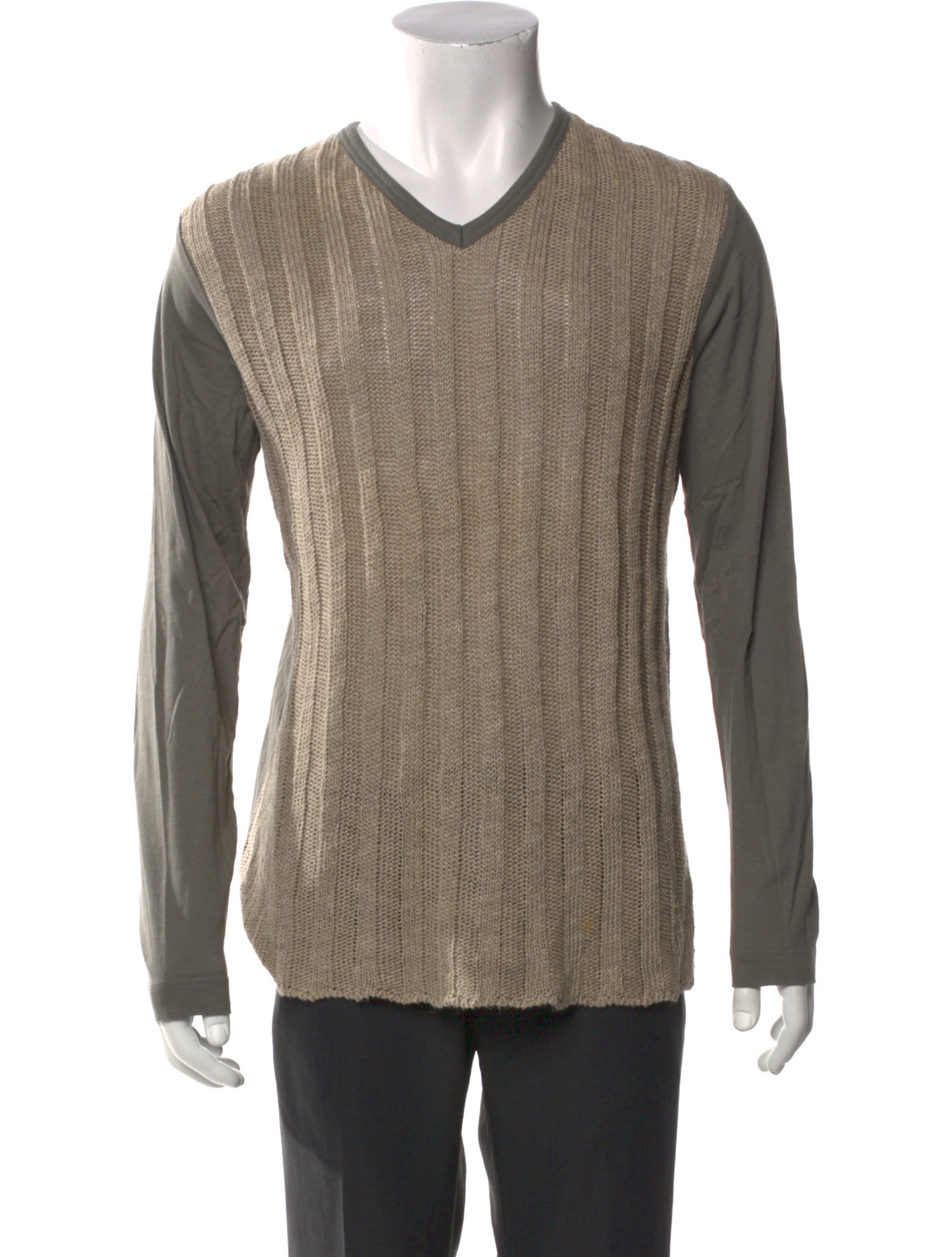 Dries Van Noten Colorblock Pattern V-Neck Pullover