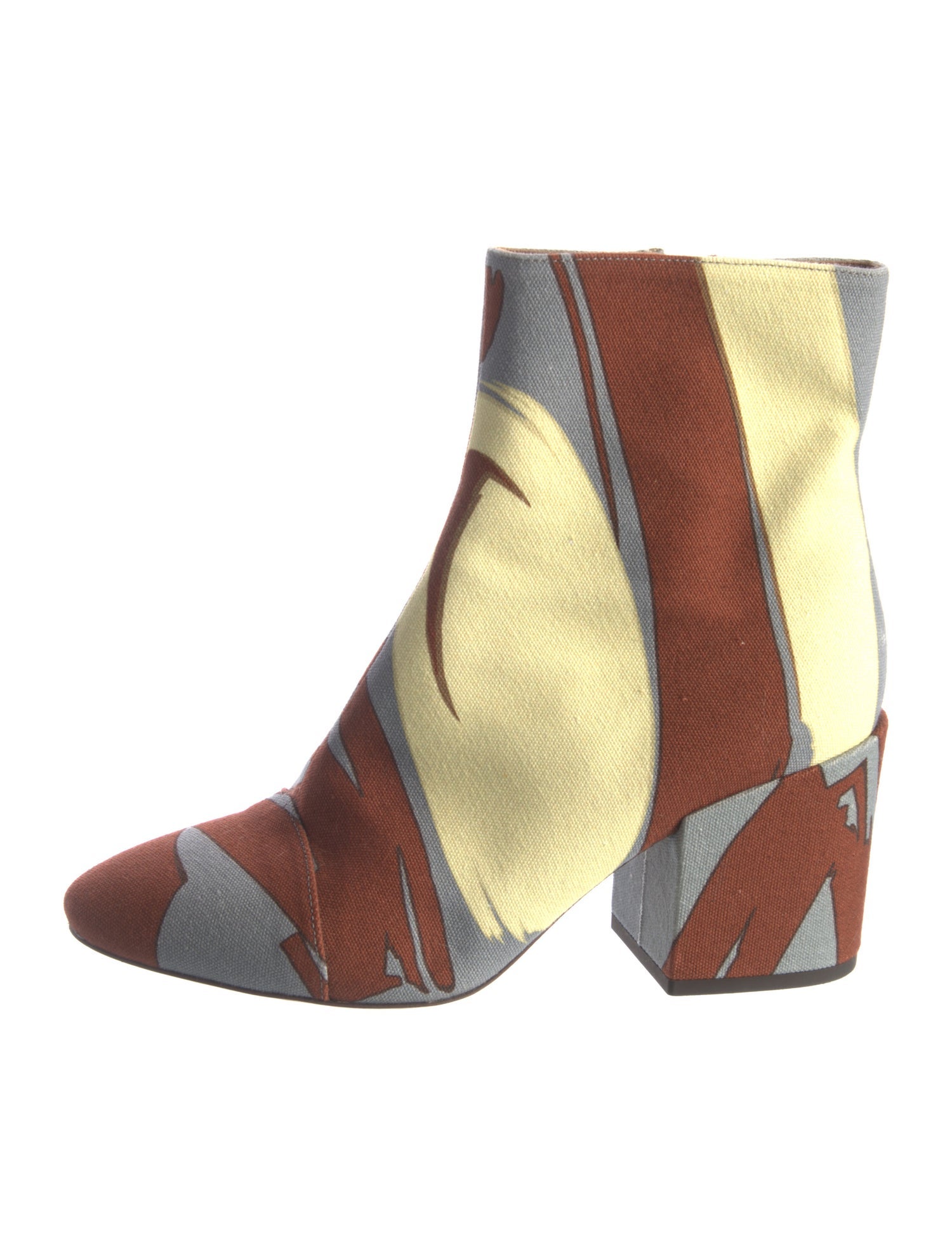 Dries Van Noten Canvas Colorblock Pattern Chelsea Boots