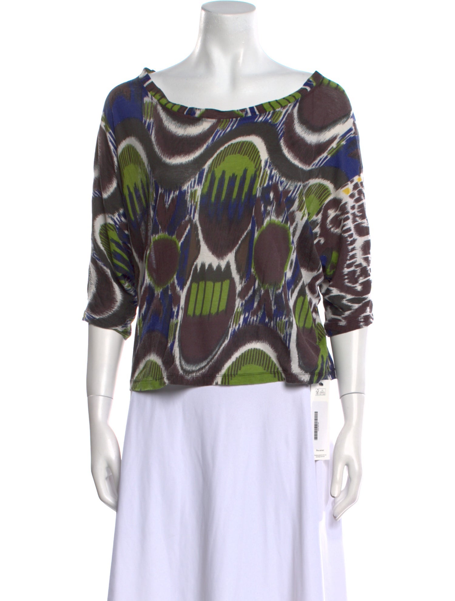 Dries Van Noten Printed Bateau Neckline Blouse