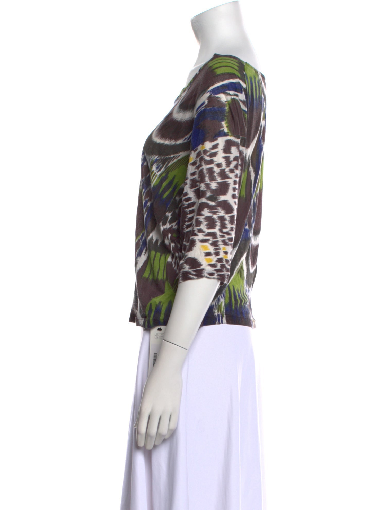 Dries Van Noten Printed Bateau Neckline Blouse