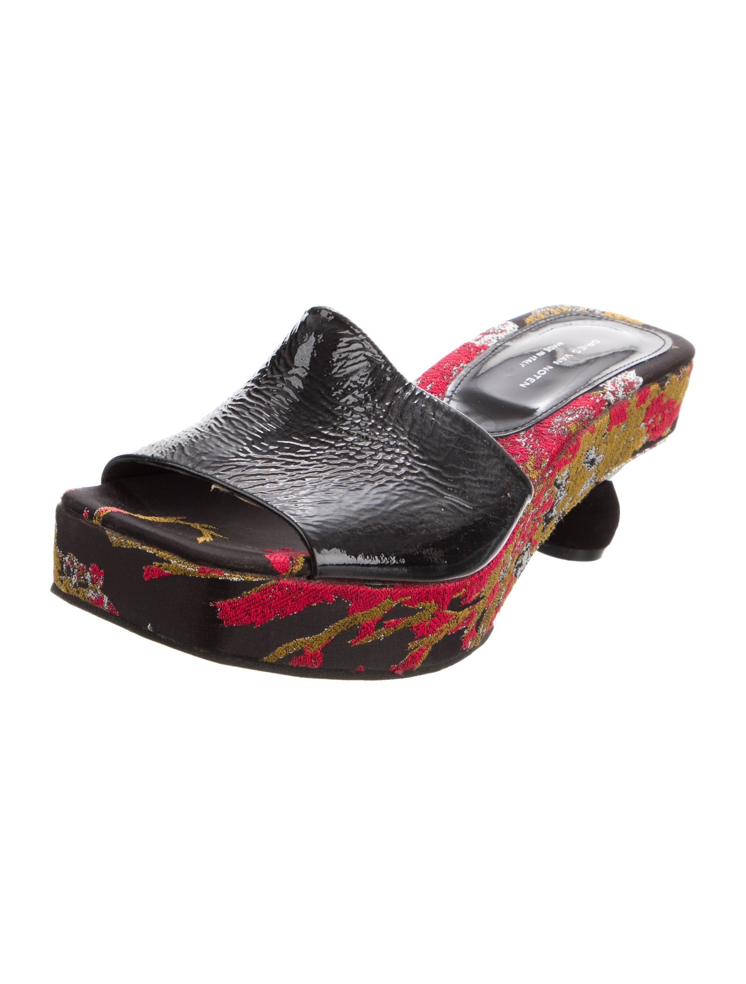 Dries Van Noten Patent Leather Printed Slides