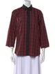 Dries Van Noten Plaid Print Three-Quarter Sleeve Button-Up Top