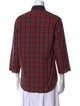 Dries Van Noten Plaid Print Three-Quarter Sleeve Button-Up Top