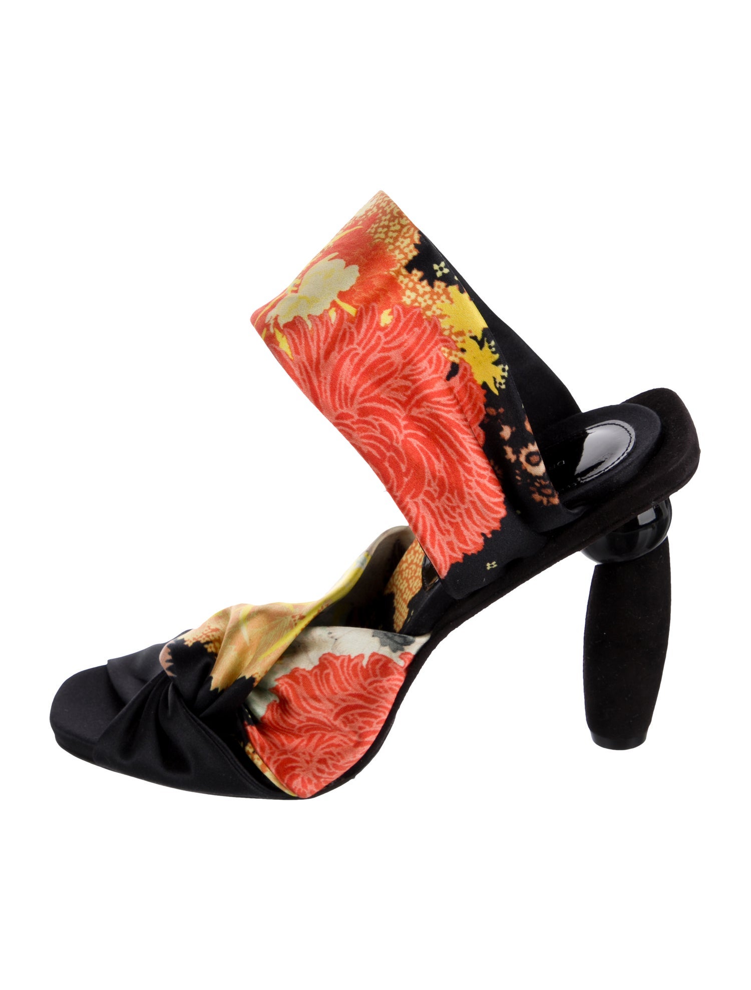 Dries Van Noten Satin Floral Print Pumps
