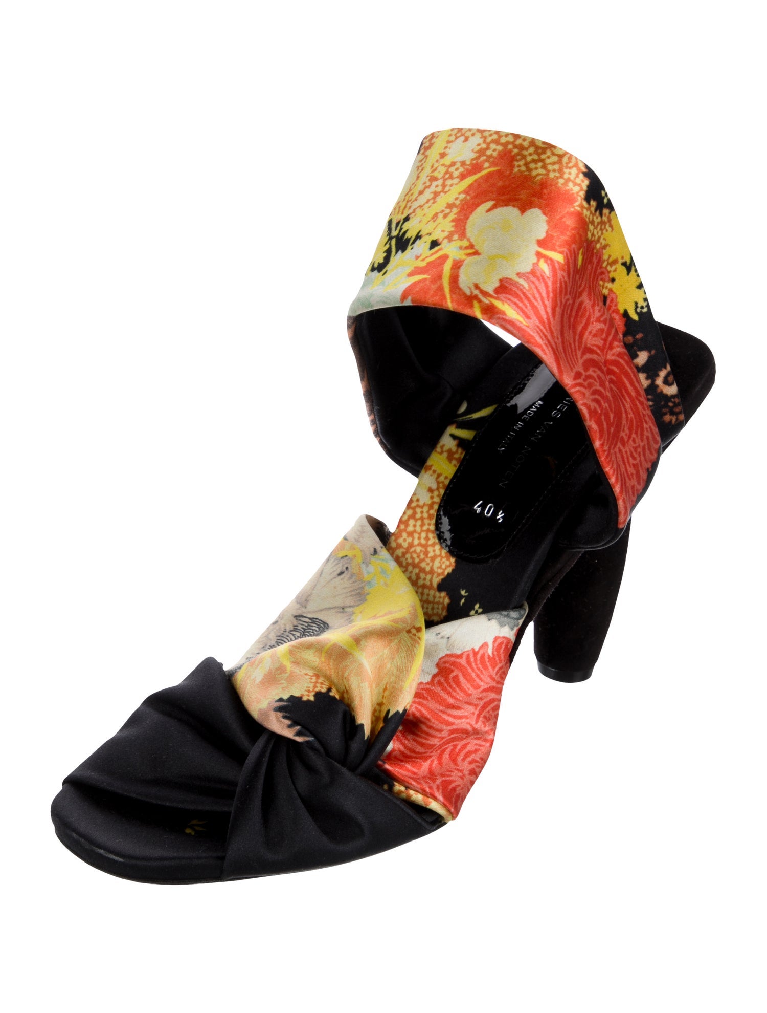 Dries Van Noten Satin Floral Print Pumps