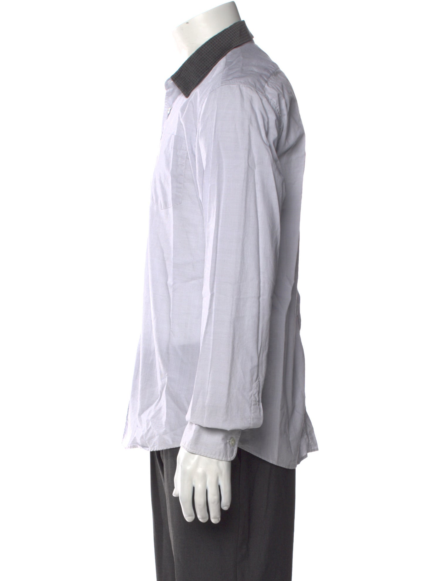 Dries Van Noten Colorblock Pattern Long Sleeve Dress Shirt