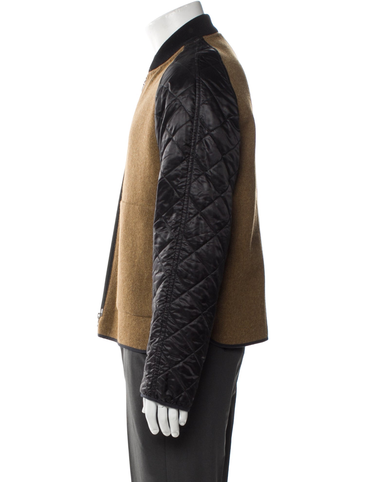 Dries Van Noten Wool Colorblock Pattern Bomber Jacket