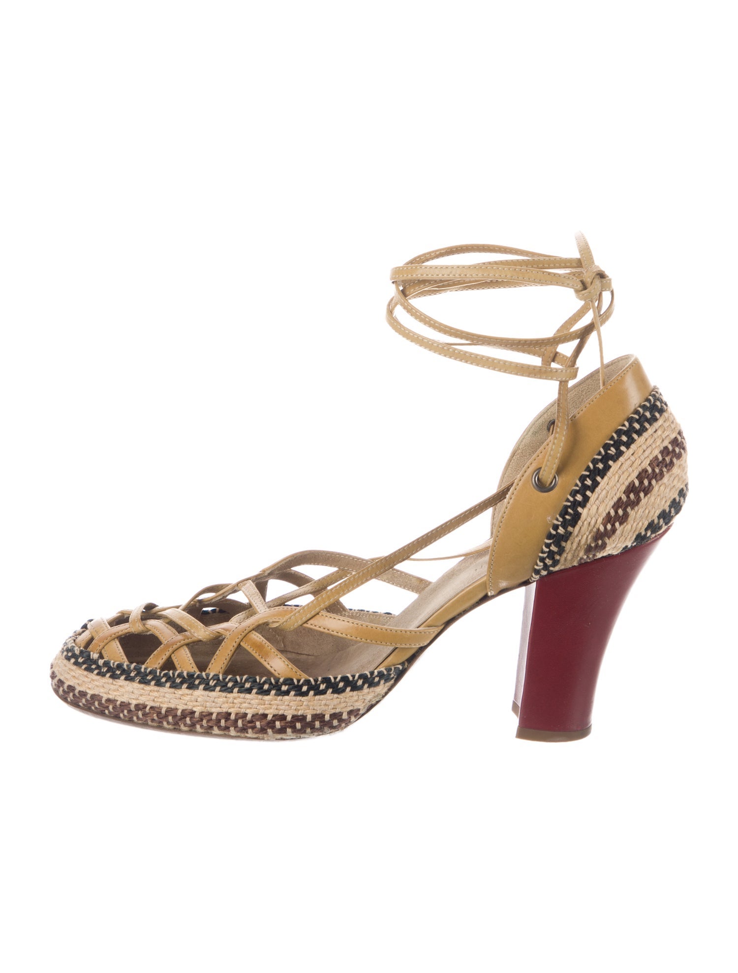 Dries Van Noten Leather Printed D'Orsay Pumps