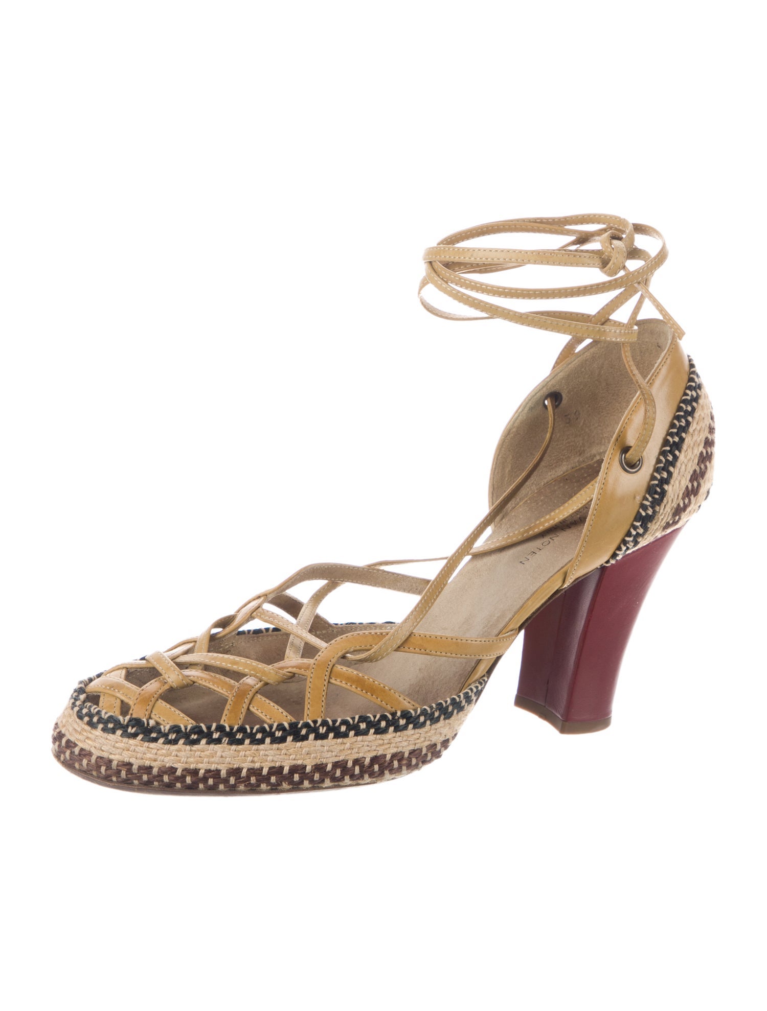 Dries Van Noten Leather Printed D'Orsay Pumps