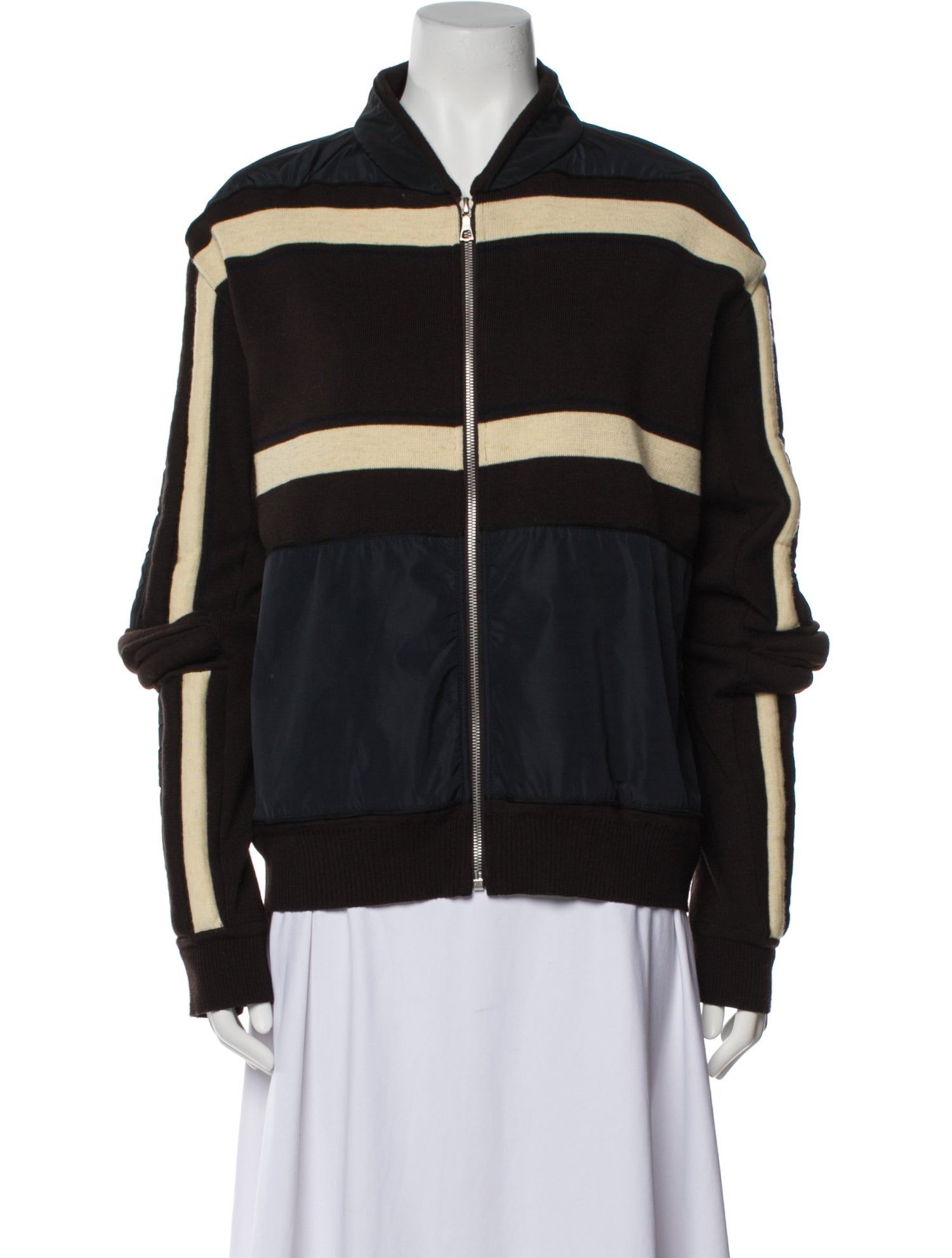 Dries Van Noten Wool Striped Bomber Jacket