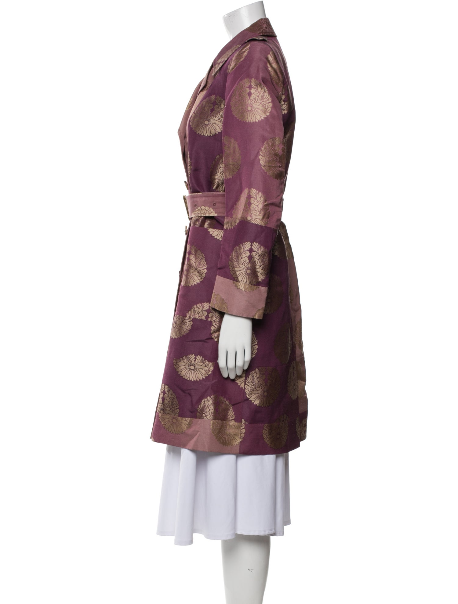 Dries Van Noten Silk Floral Print Trench Coat