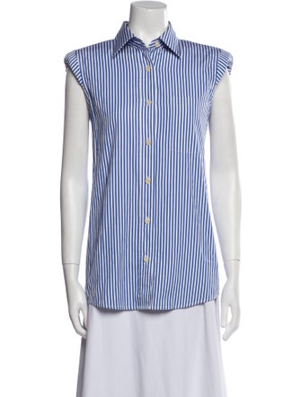Dries Van Noten Striped Sleeveless Button-Up Top