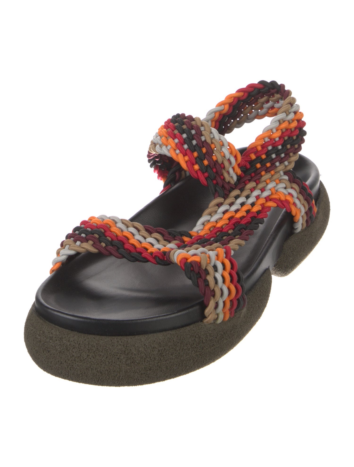 Dries Van Noten Leather Striped Slingback Sandals