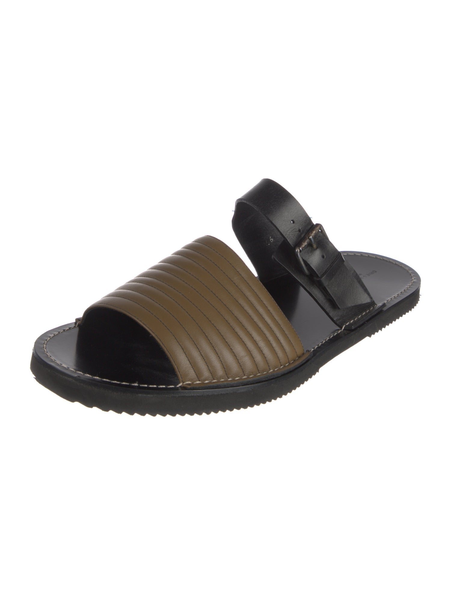 Dries Van Noten Leather Colorblock Pattern Sandals