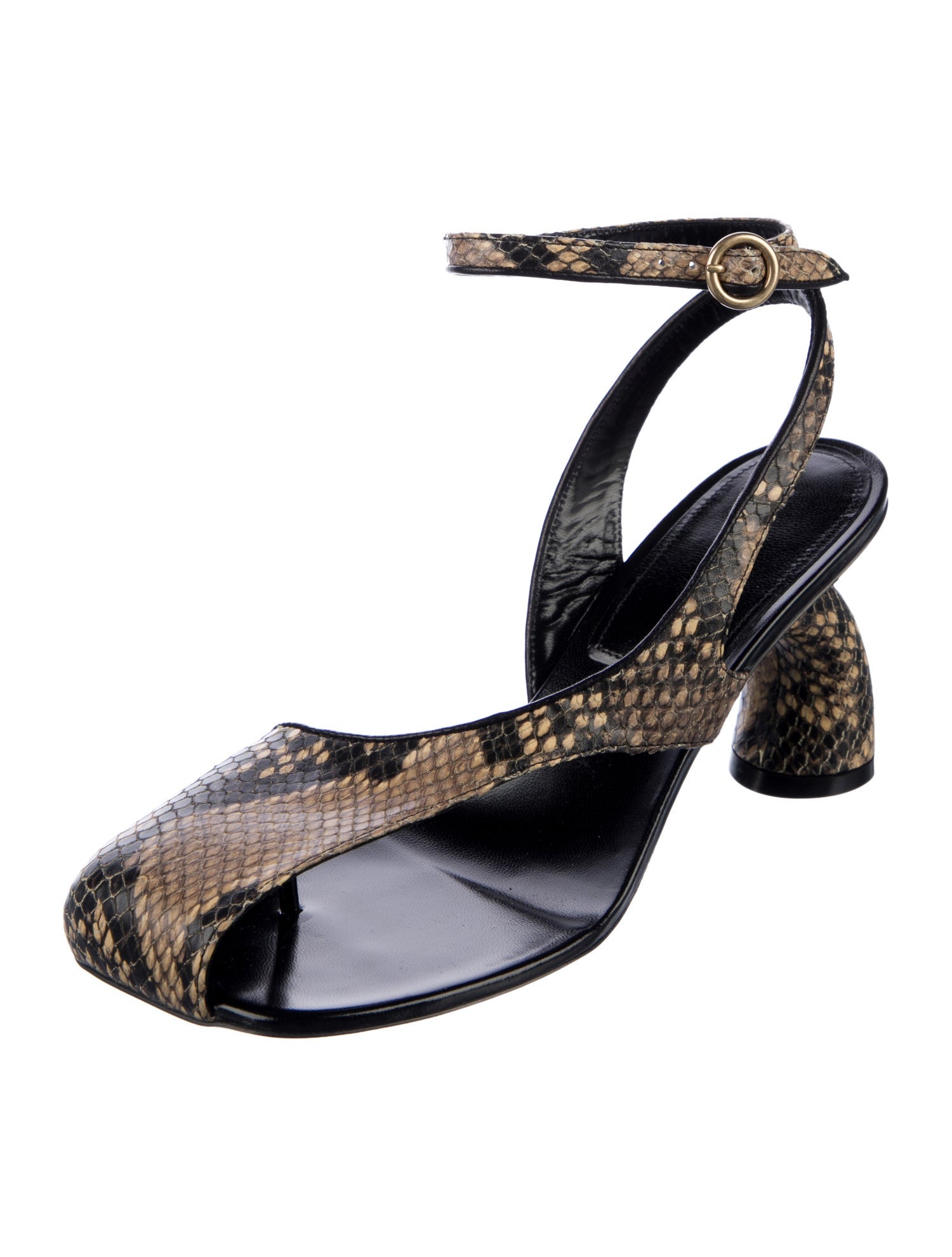 Dries Van Noten Python Animal Print Slingback Sandals