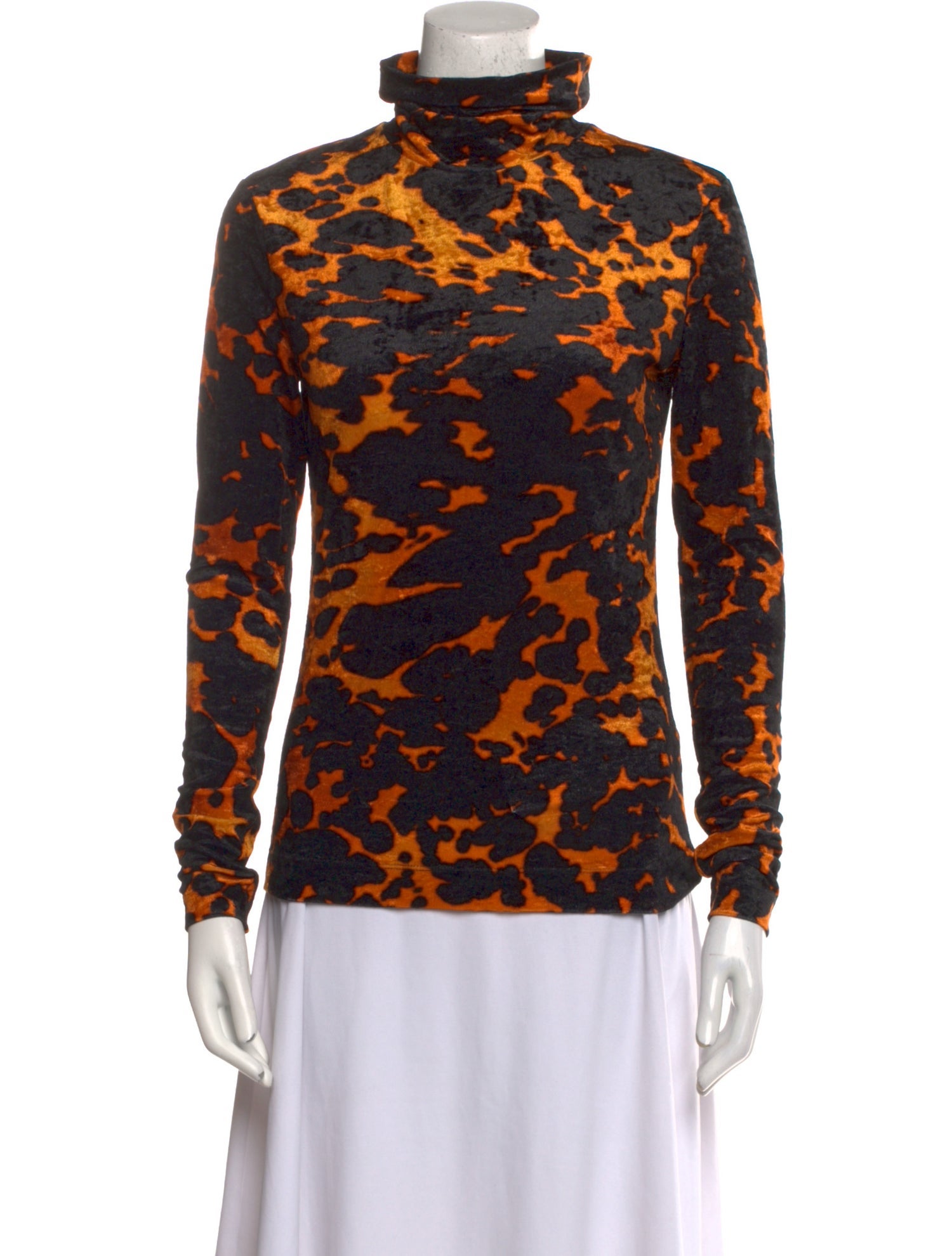 Dries Van Noten Animal Print Turtleneck Blouse