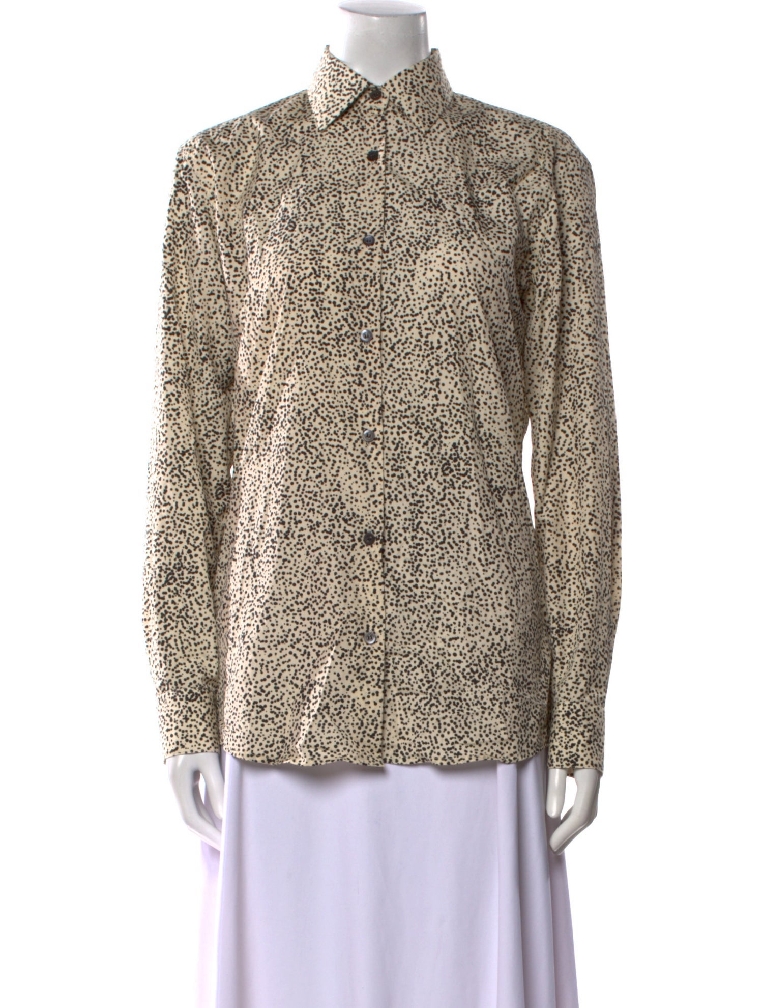 Dries Van Noten Animal Print Long Sleeve Button-Up Top