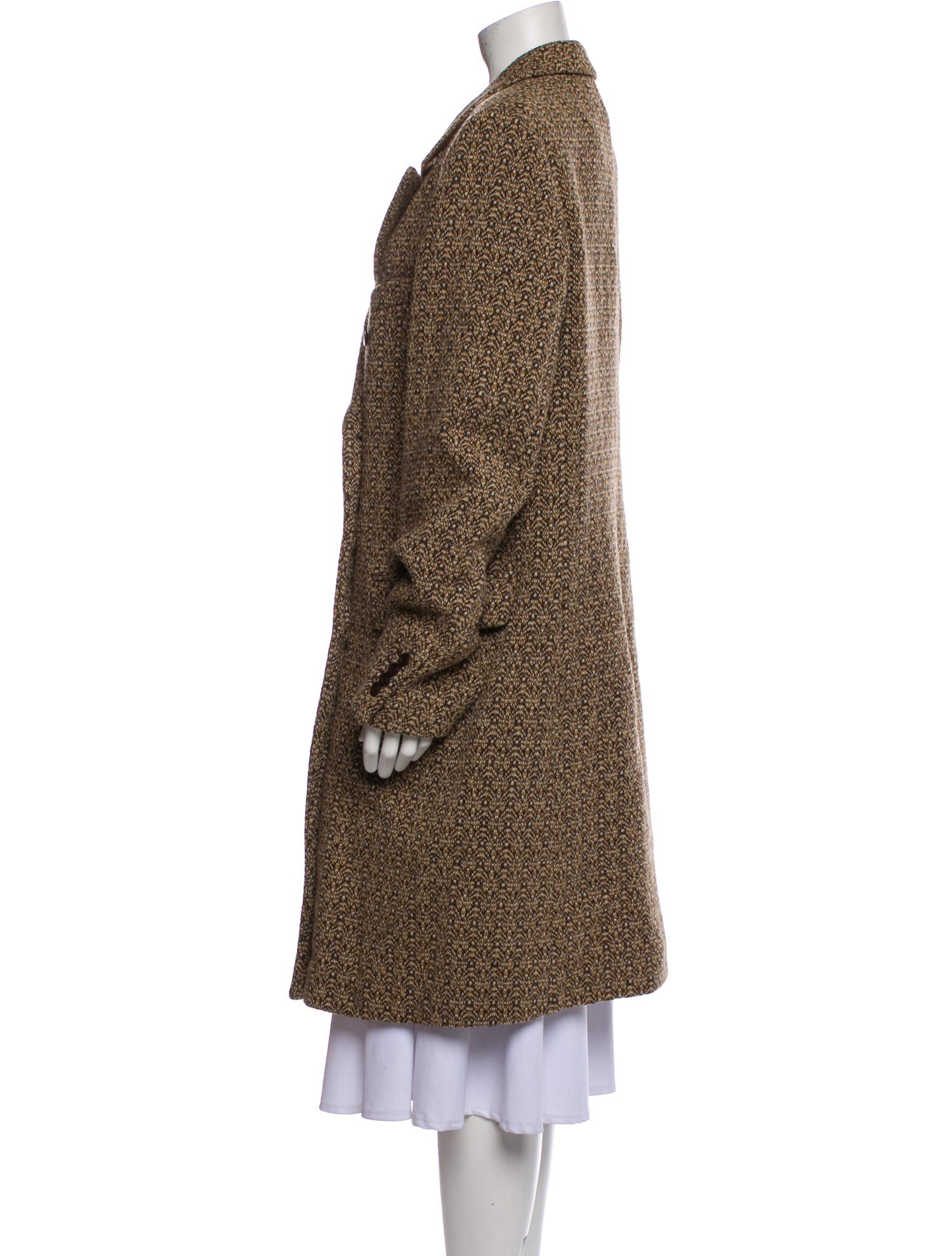 Dries Van Noten Wool Tweed Pattern Coat
