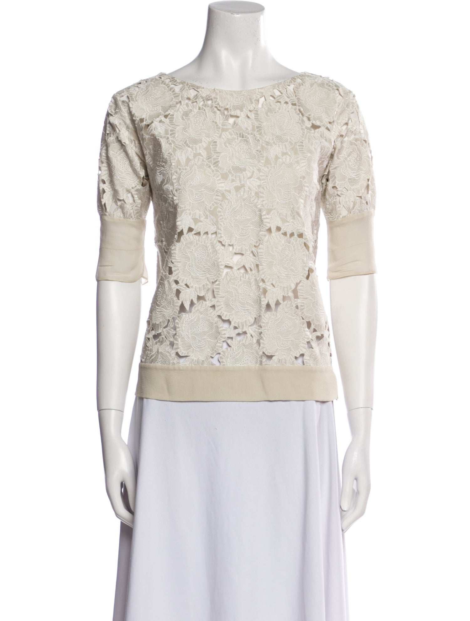 Dries Van Noten Lace Pattern Scoop Neck Top