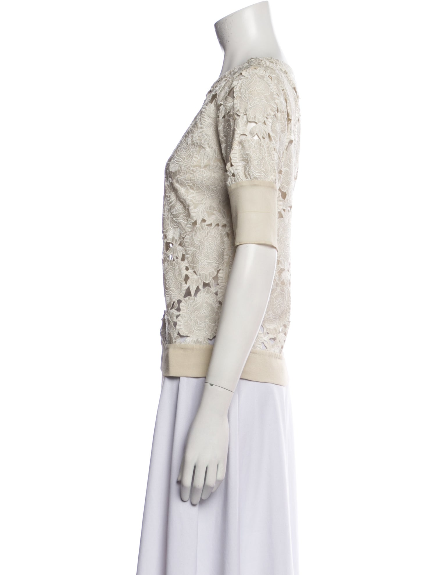 Dries Van Noten Lace Pattern Scoop Neck Top