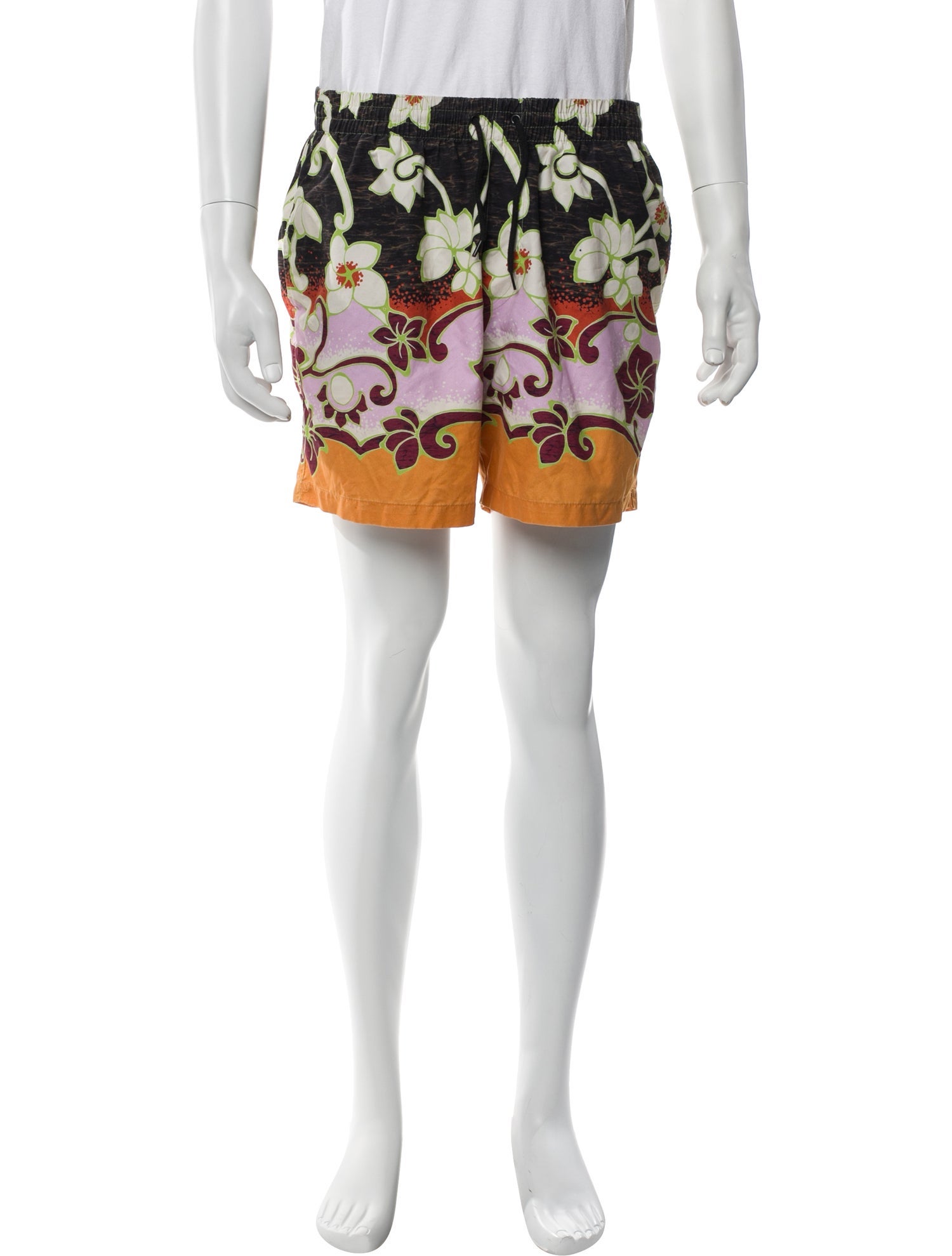 Dries Van Noten Printed Mesh Accents Swim Trunks