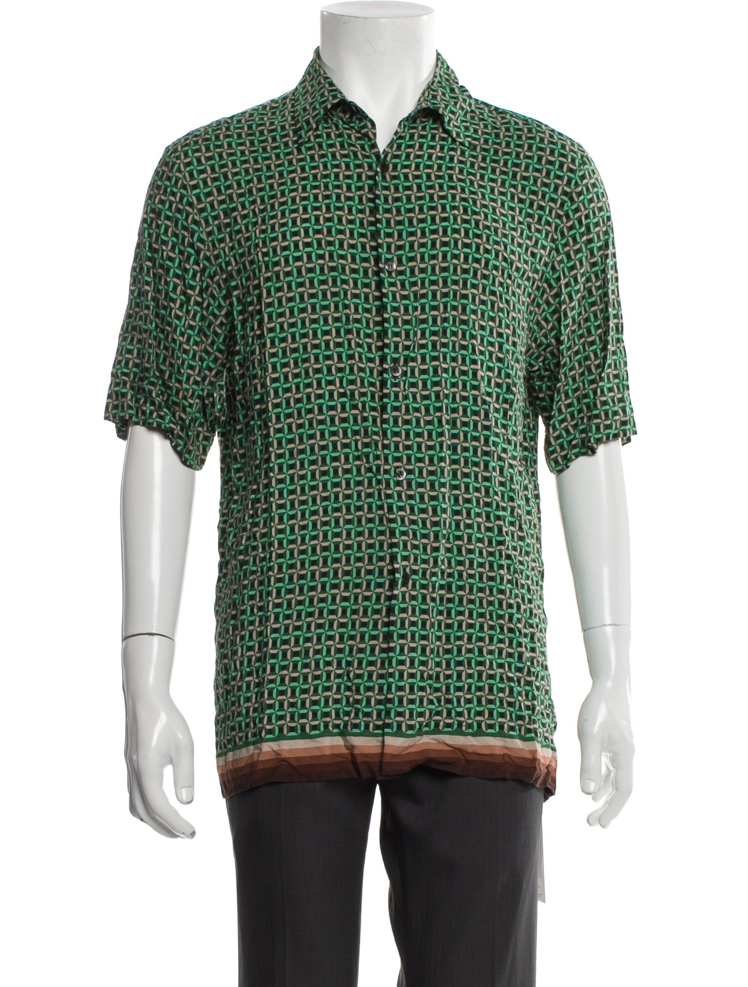 Dries Van Noten Striped Short Sleeve Denim Shirt