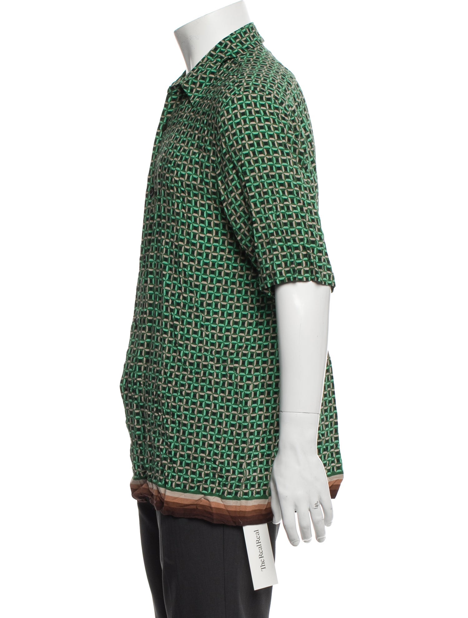 Dries Van Noten Striped Short Sleeve Denim Shirt