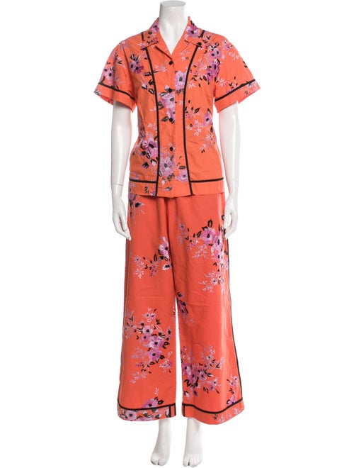 Dries Van Noten Floral Print Embroidered Accent Pant Set