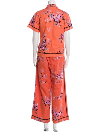 Dries Van Noten Floral Print Embroidered Accent Pant Set