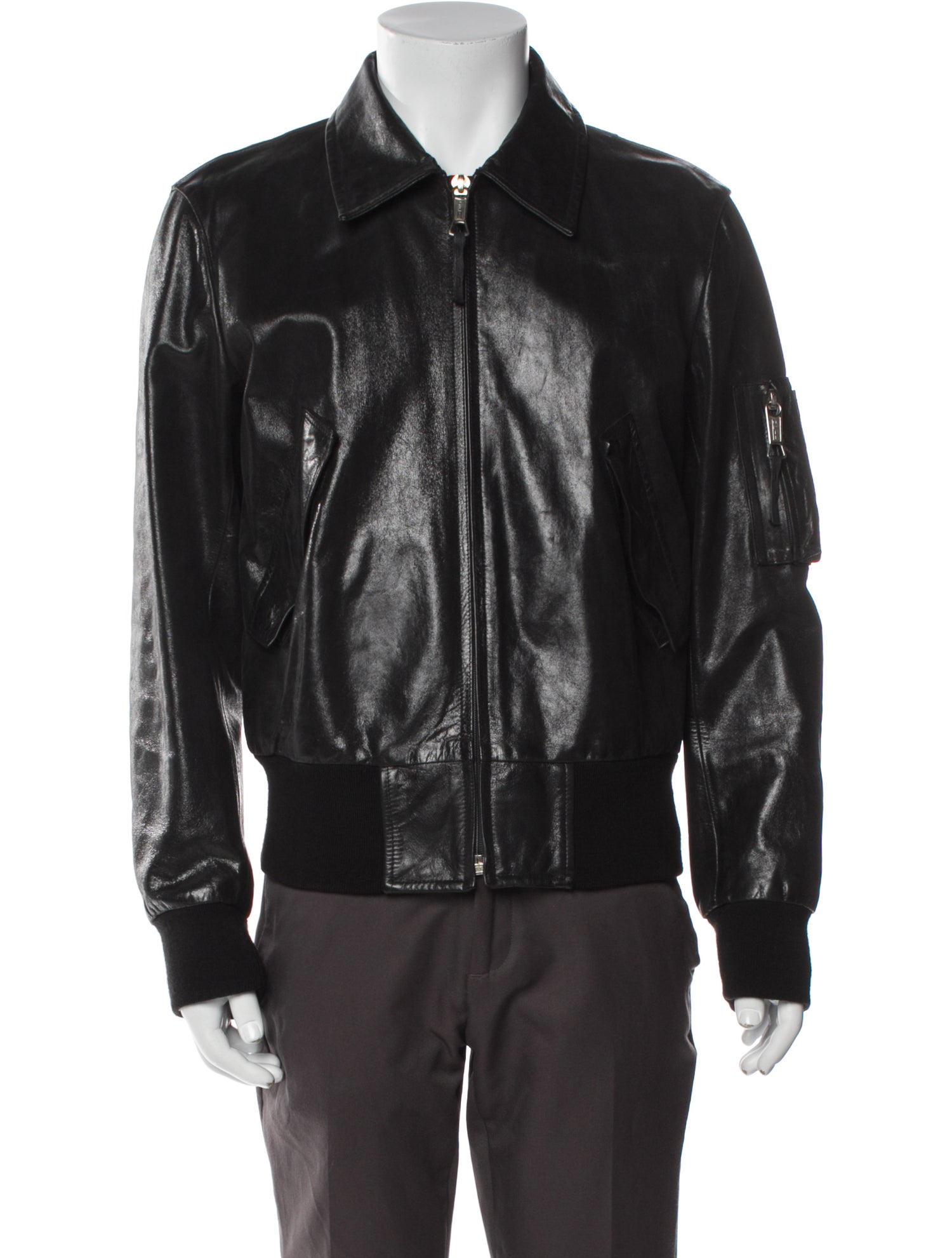 Dries Van Noten Leather Bomber Jacket