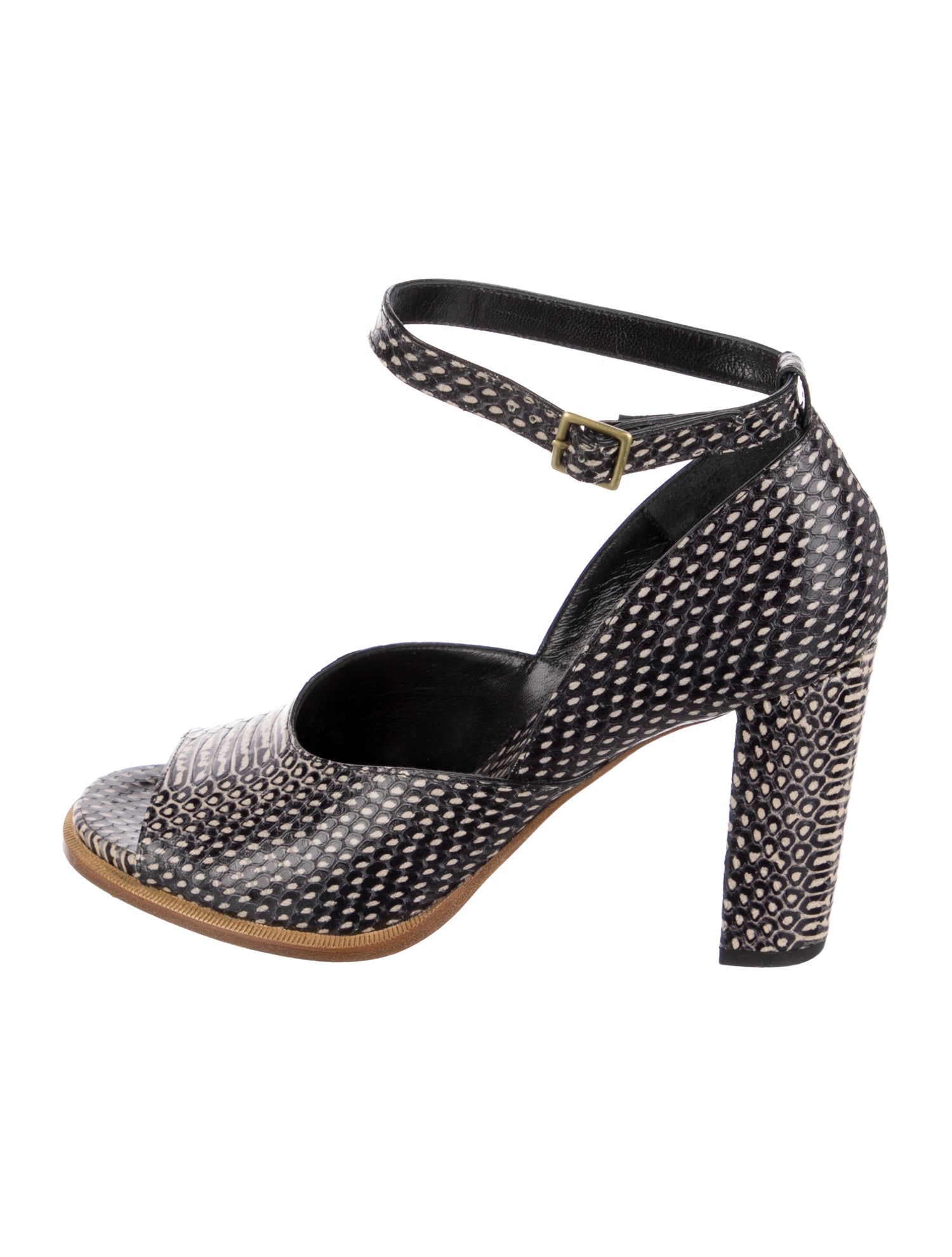 Dries Van Noten Leather Printed D'Orsay Pumps