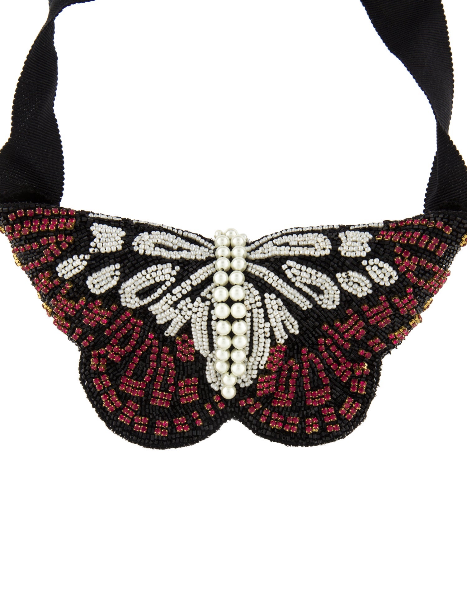 Dries Van Noten Faux Pearl & Crystal Butterfly Choker Necklace