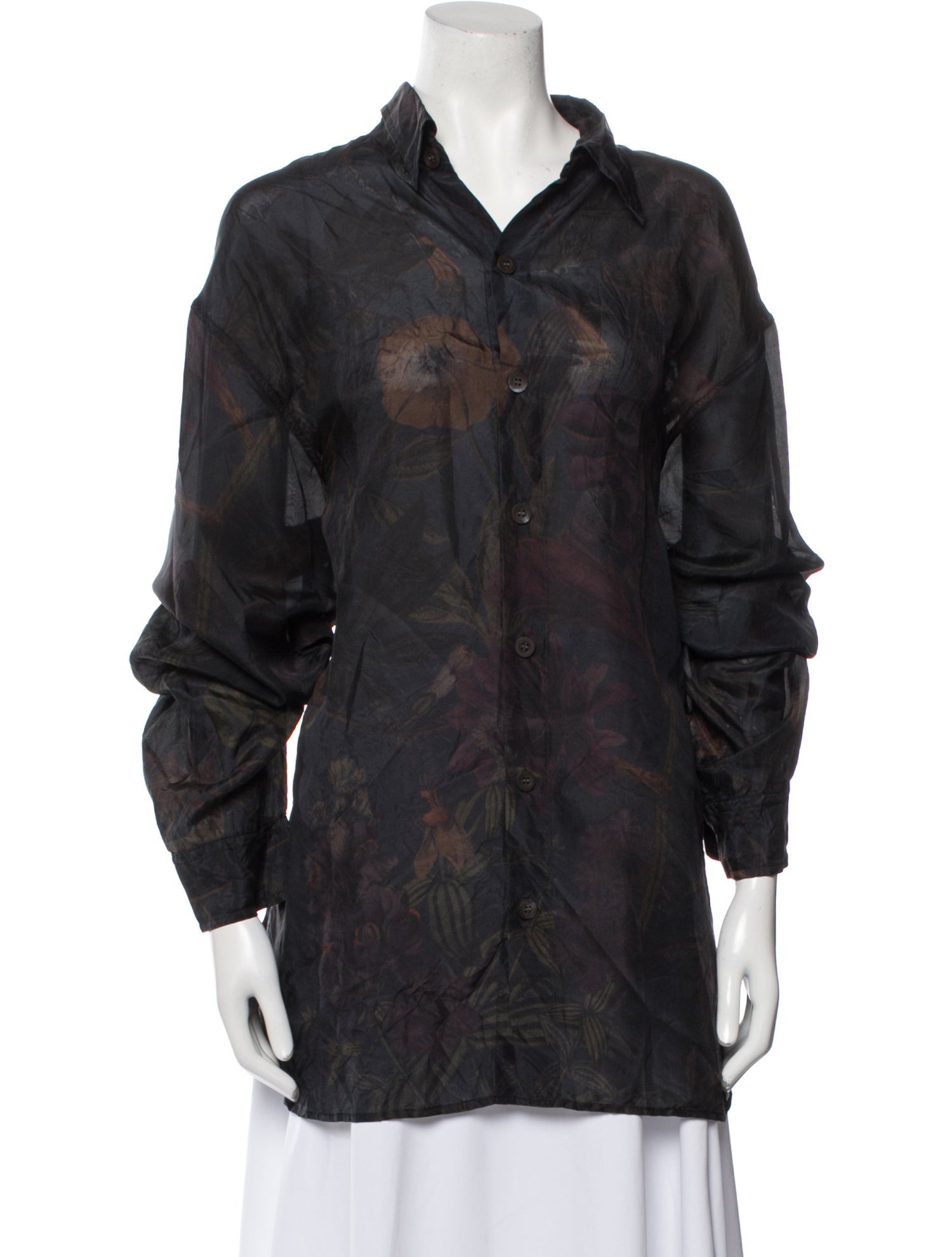 Dries Van Noten Silk Printed Button-Up Top