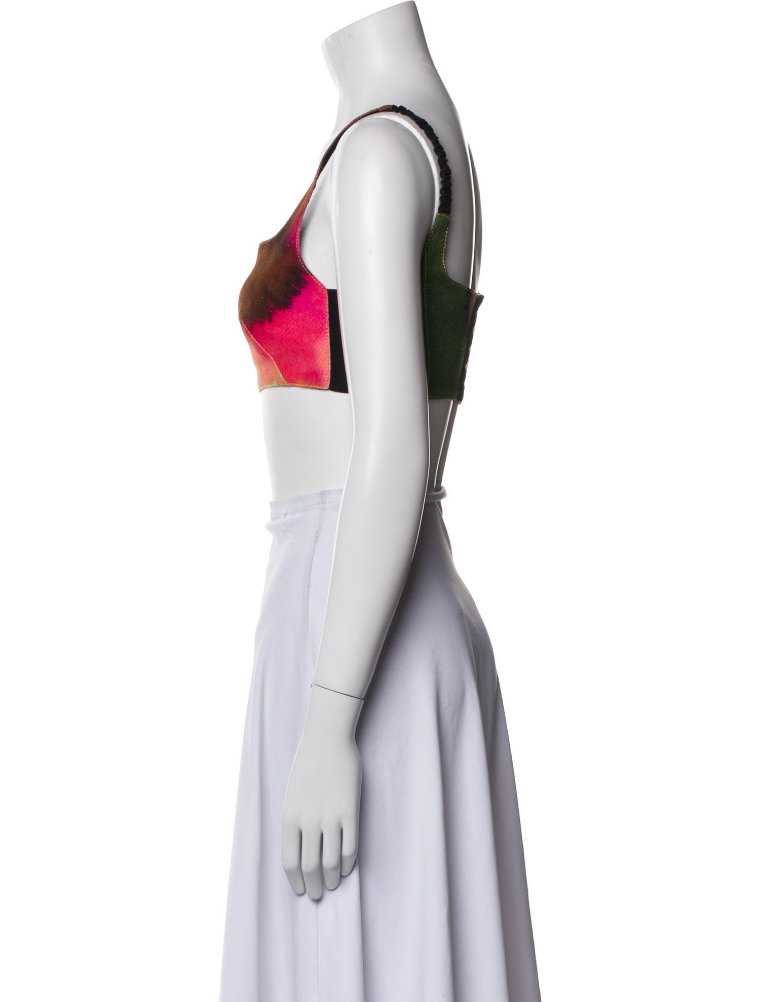 Dries Van Noten Tie-Dye Print Square Neckline Crop Top