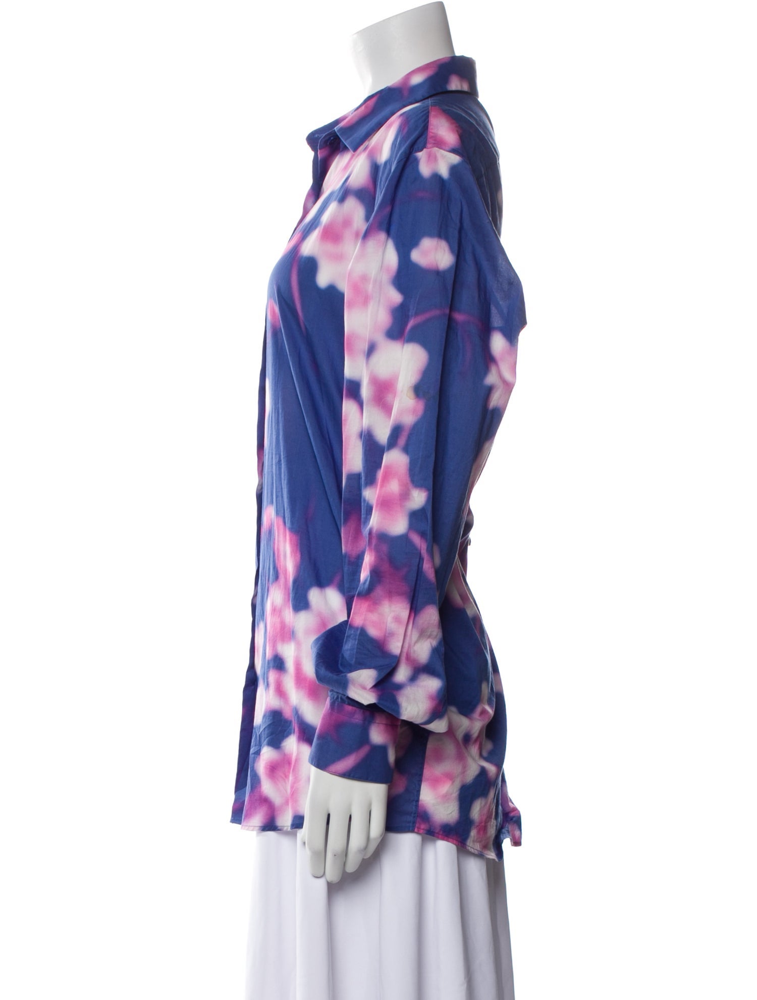 Dries Van Noten Floral Print Long Sleeve Button-Up Top