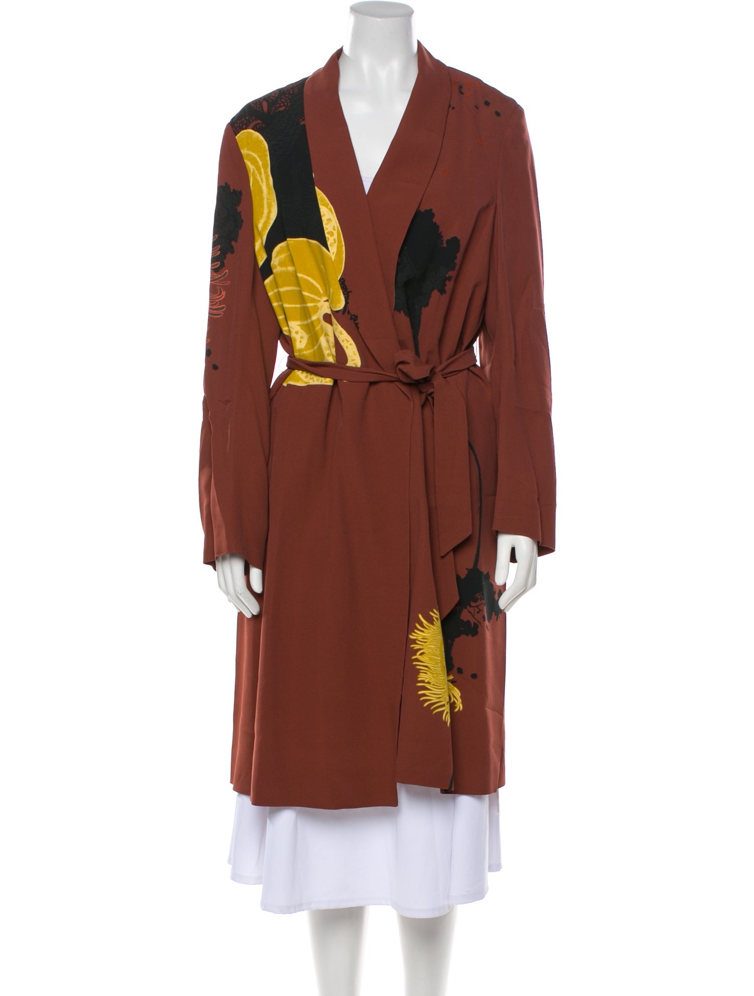 Dries Van Noten Floral Print Trench Coat