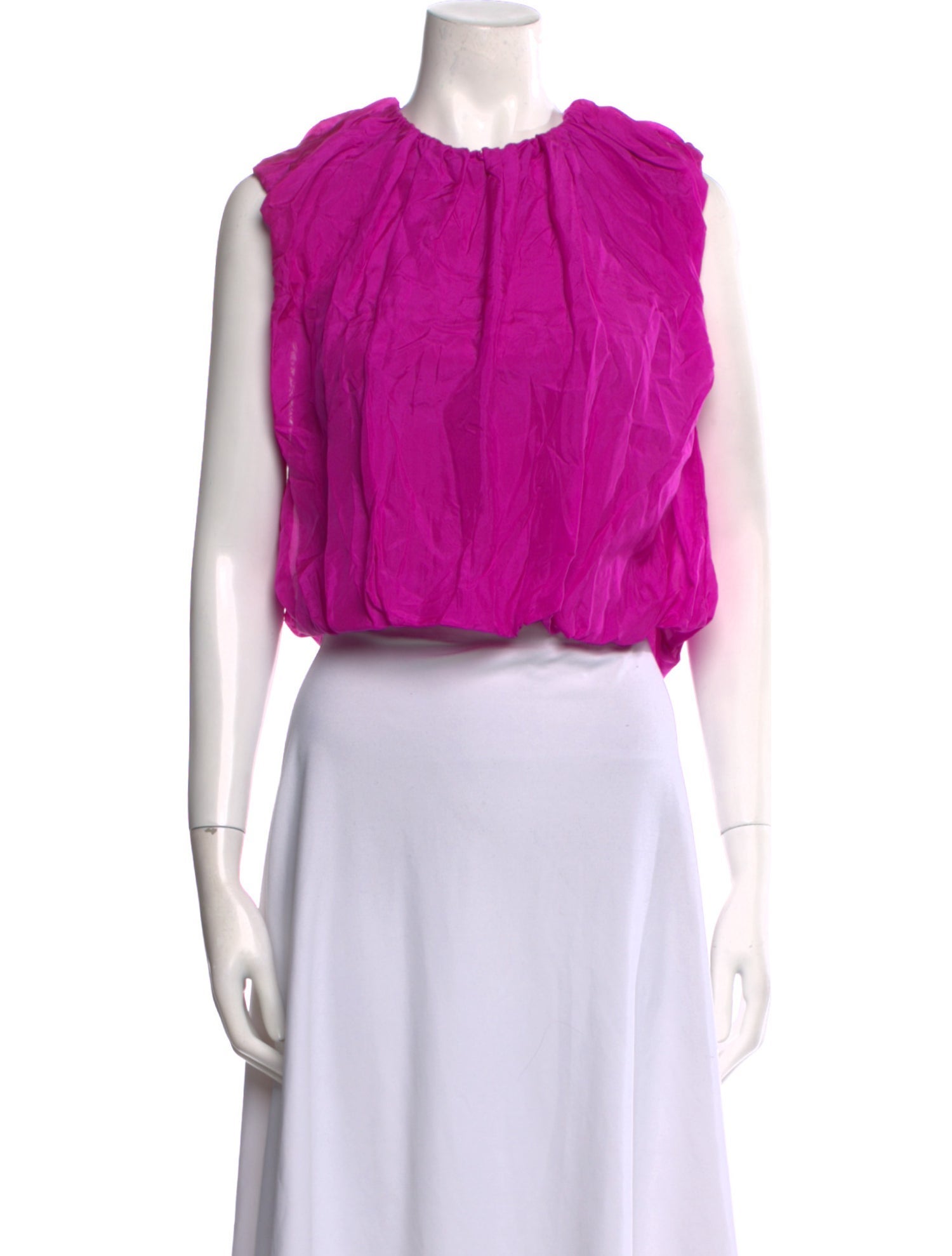 Dries Van Noten Silk Crew Neck Crop Top