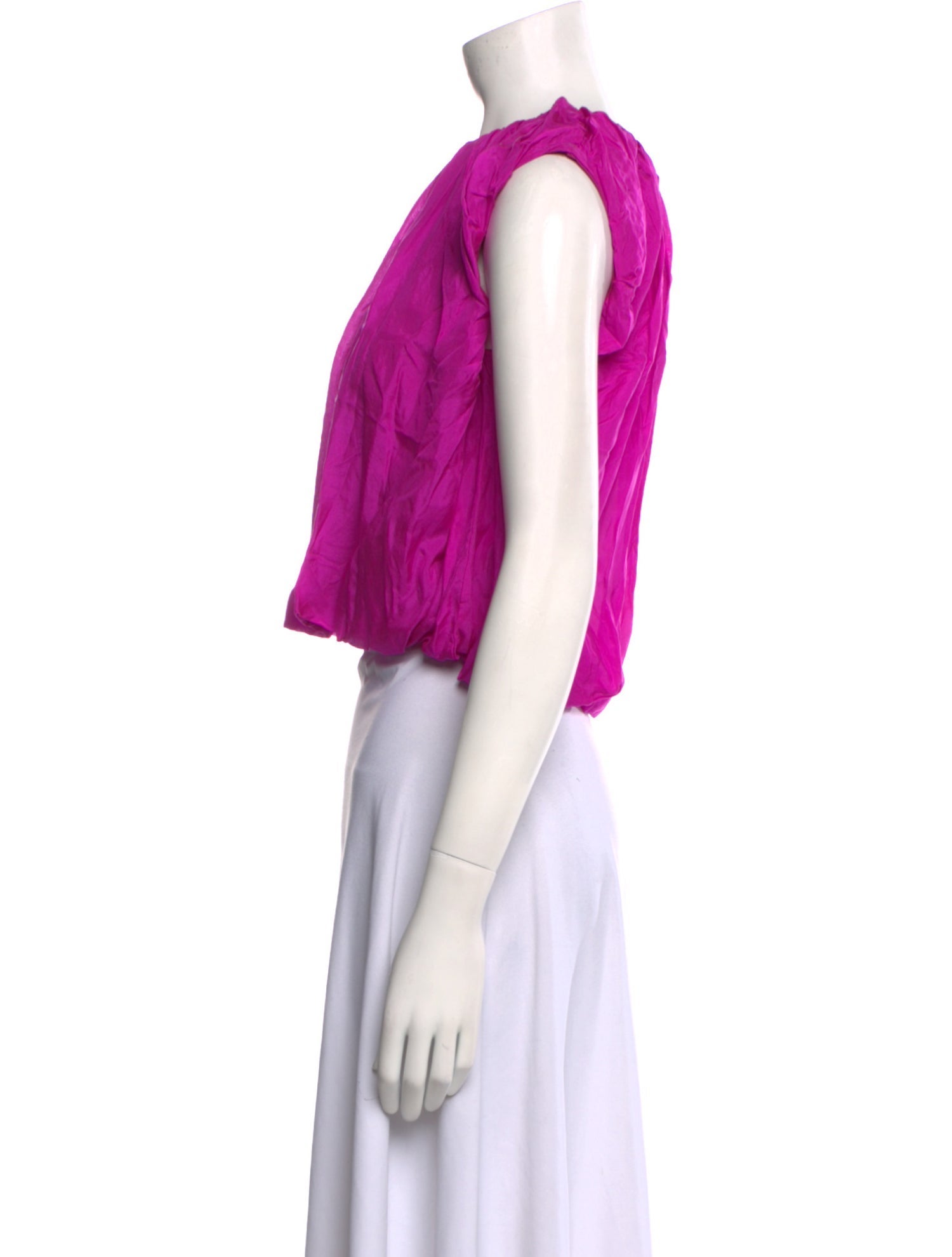 Dries Van Noten Silk Crew Neck Crop Top