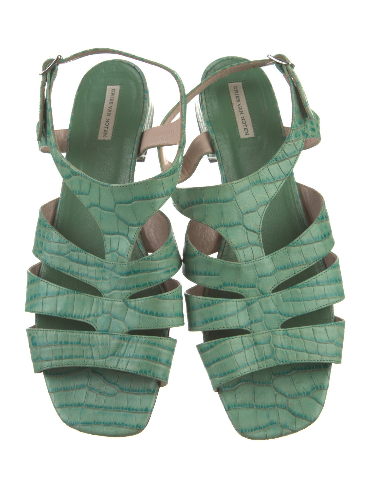 Dries Van Noten Leather Animal Print Slingback Flats