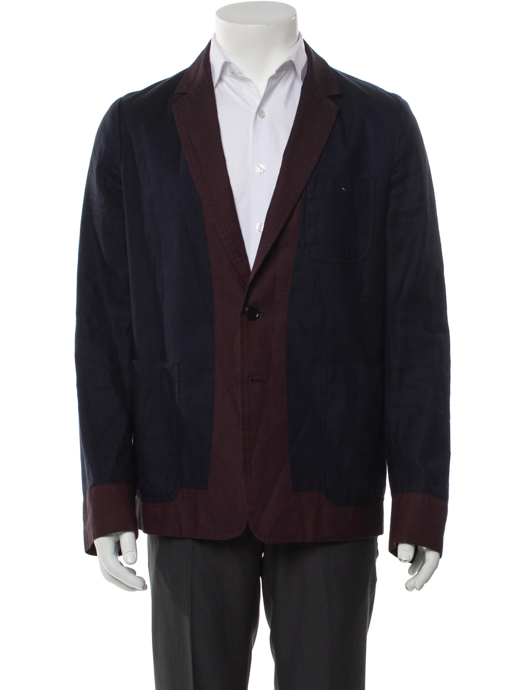 Dries Van Noten Linen Colorblock Pattern Blazer