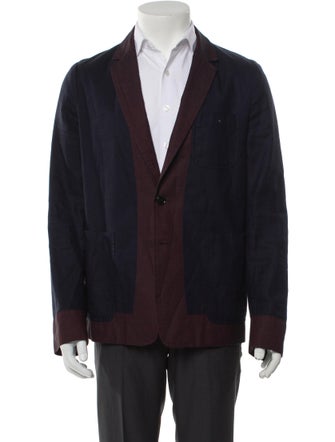 Dries Van Noten Linen Colorblock Pattern Blazer
